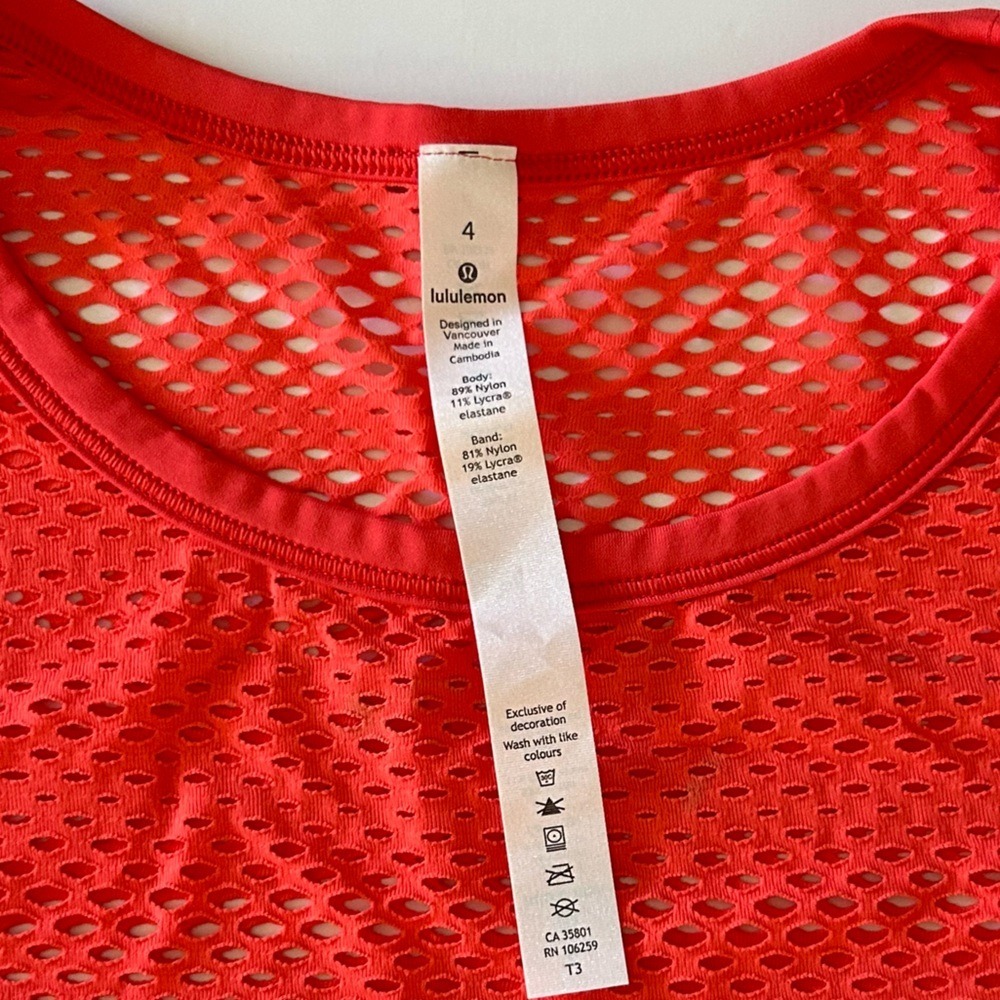 Lululemon Sweat Your Heart Out Short Sleeve Hot Sunset Bright Orange Shirt Top 4 - Picture 4 of 7